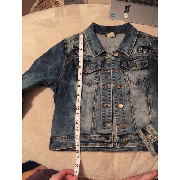 Venus rhinestone Jean jacket size 6 Y2k - Picture 7 of 7